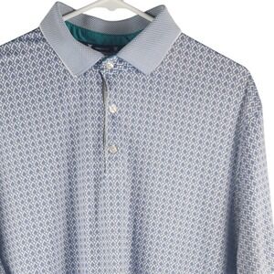 Kenneth Cole Golf Mens XL Blue White Geometric Diamond Polo lightweight Poly
